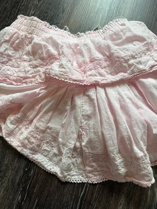 LoveShackFancy Pale Pink Tiered Eyelet Skirt - Picture 3 of 3